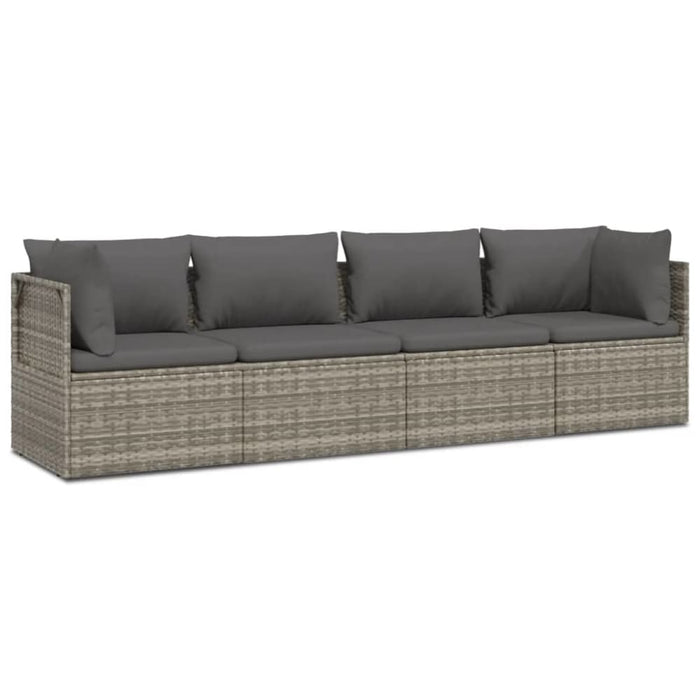 4 Piece Garden Lounge Set With Cushions Grey Poly Rattan