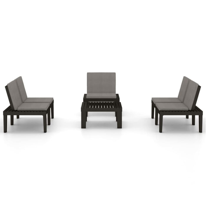 4 Piece Garden Lounge Set With Cushions Plastic Grey Tbpkntl