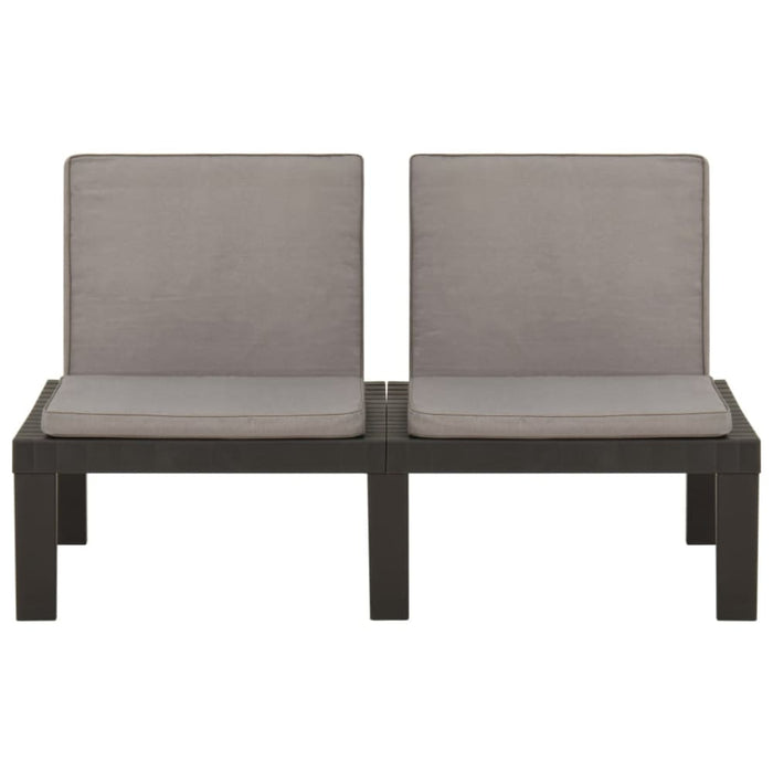 4 Piece Garden Lounge Set With Cushions Plastic Grey Tbpkntl