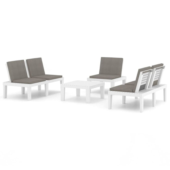 4 Piece Garden Lounge Set With Cushions Plastic White