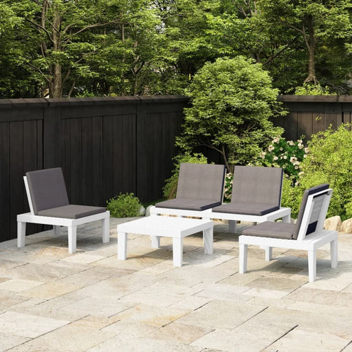 4 Piece Garden Lounge Set With Cushions Plastic White