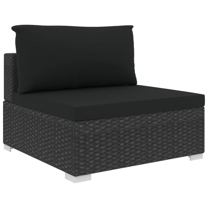 4 Piece Garden Lounge Set With Cushions Poly Rattan Black