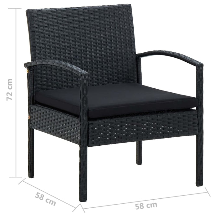 4 Piece Garden Lounge Set With Cushions Poly Rattan Black