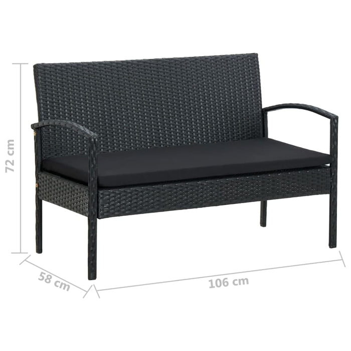 4 Piece Garden Lounge Set With Cushions Poly Rattan Black