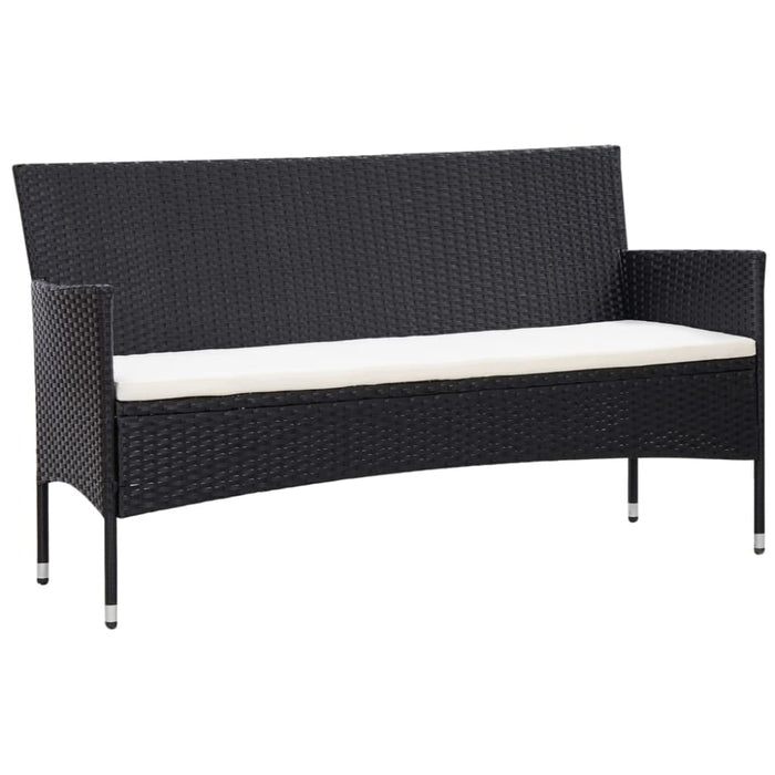 4 Piece Garden Lounge Set With Cushions Poly Rattan Black