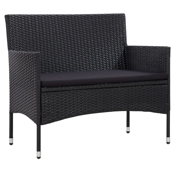 4 Piece Garden Lounge Set With Cushions Poly Rattan Black