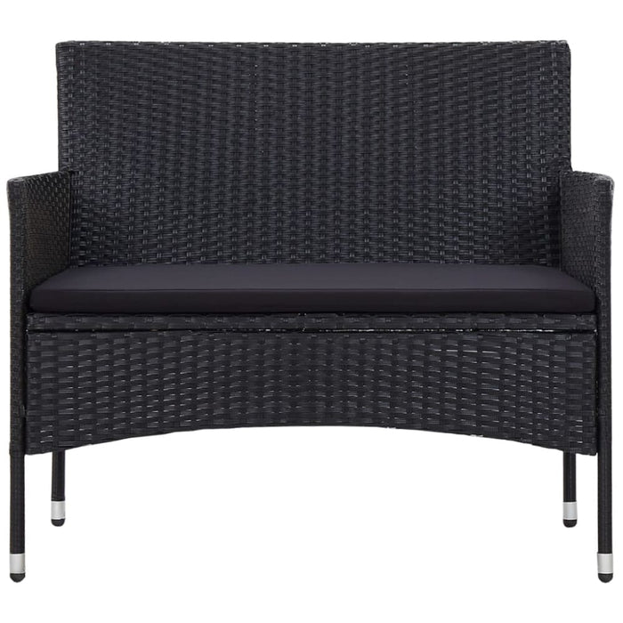 4 Piece Garden Lounge Set With Cushions Poly Rattan Black