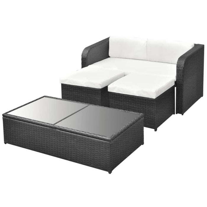 4 Piece Garden Lounge Set With Cushions Poly Rattan Black