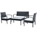 4 Piece Garden Lounge Set With Cushions Poly Rattan Black