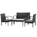 4 Piece Garden Lounge Set With Cushions Poly Rattan Black