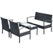 4 Piece Garden Lounge Set With Cushions Poly Rattan Black