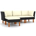 4 Piece Garden Lounge Set With Cushions Poly Rattan Black