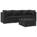 4 Piece Garden Lounge Set With Cushions Poly Rattan Black