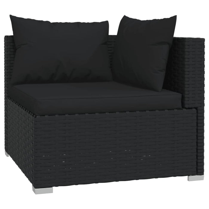 4 Piece Garden Lounge Set With Cushions Poly Rattan Black