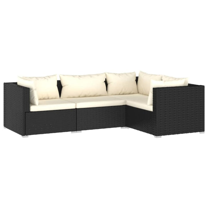 4 Piece Garden Lounge Set With Cushions Poly Rattan Black