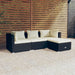 4 Piece Garden Lounge Set With Cushions Poly Rattan Black