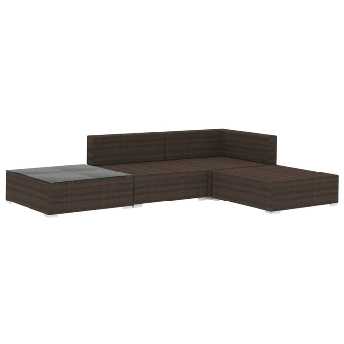 4 Piece Garden Lounge Set With Cushions Poly Rattan Brown