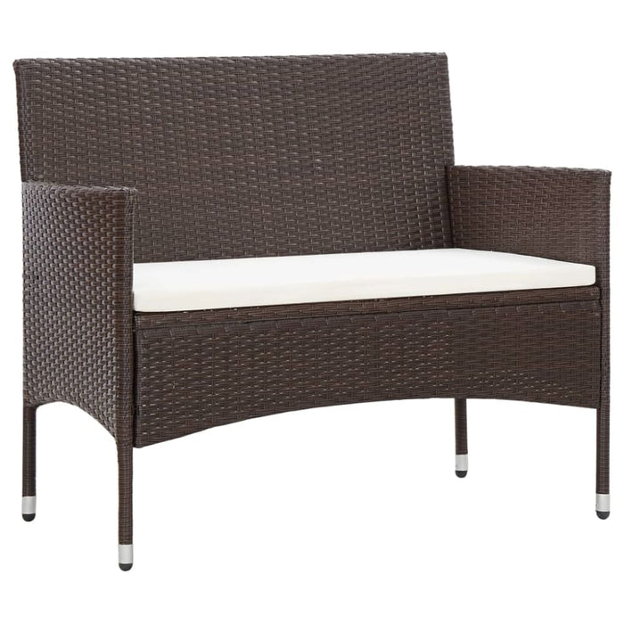 4 Piece Garden Lounge Set With Cushions Poly Rattan Brown