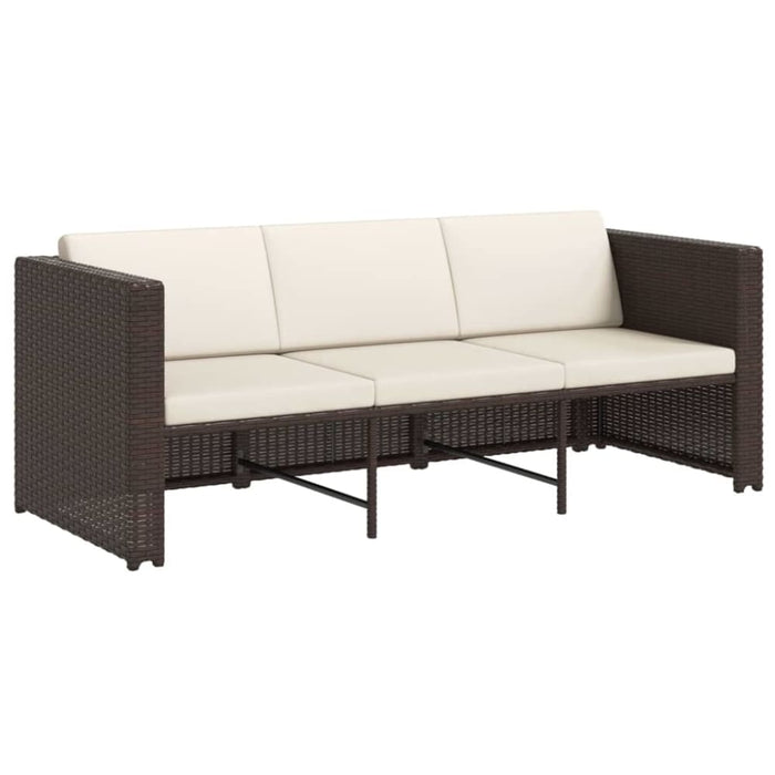 4 Piece Garden Lounge Set With Cushions Poly Rattan Brown