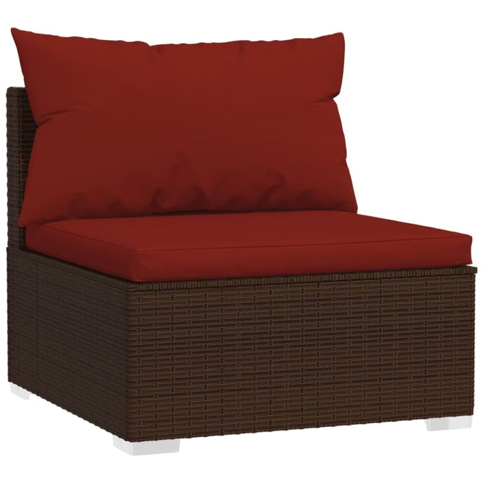 4 Piece Garden Lounge Set With Cushions Poly Rattan Brown