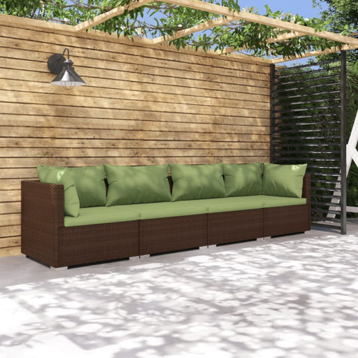 4 Piece Garden Lounge Set With Cushions Poly Rattan Brown