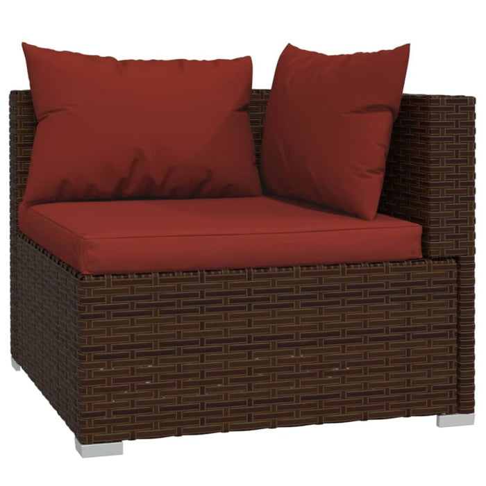 4 Piece Garden Lounge Set With Cushions Poly Rattan Brown