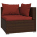 4 Piece Garden Lounge Set With Cushions Poly Rattan Brown