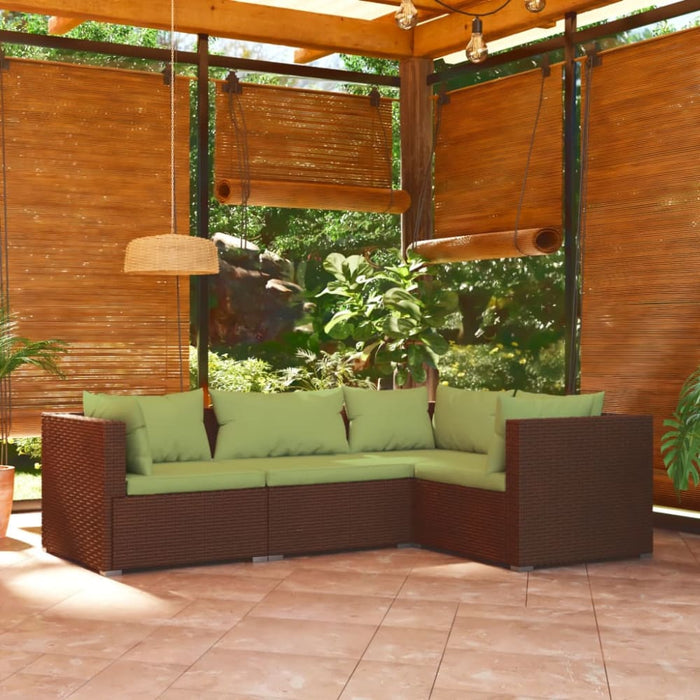 4 Piece Garden Lounge Set With Cushions Poly Rattan Brown