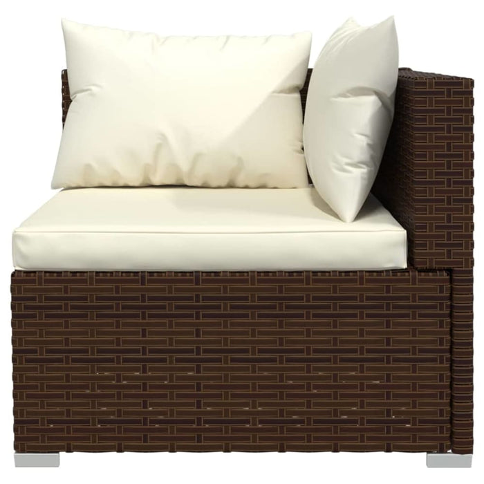 4 Piece Garden Lounge Set With Cushions Poly Rattan Brown