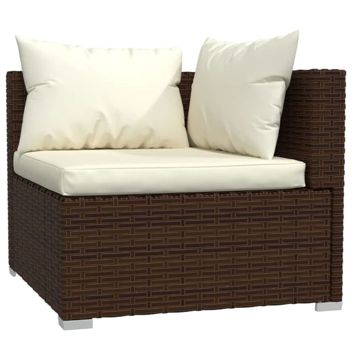 4 Piece Garden Lounge Set With Cushions Poly Rattan Brown