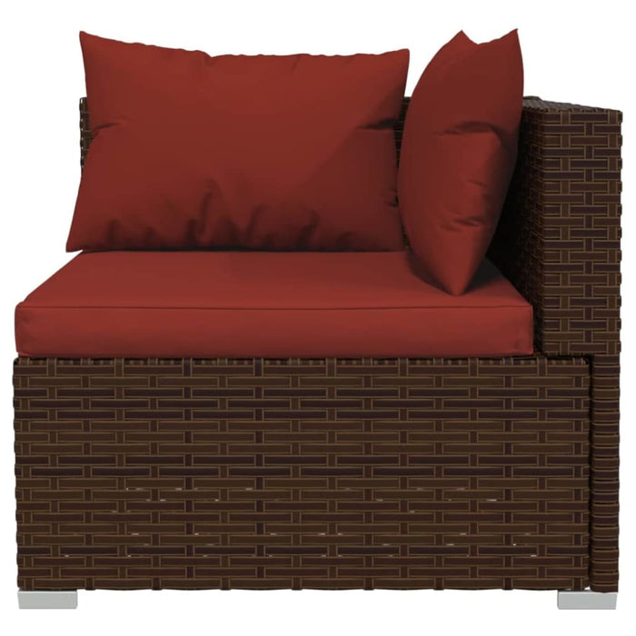 4 Piece Garden Lounge Set With Cushions Poly Rattan Brown