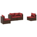 4 Piece Garden Lounge Set With Cushions Poly Rattan Brown