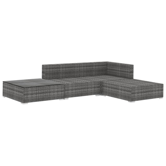 4 Piece Garden Lounge Set With Cushions Poly Rattan Grey