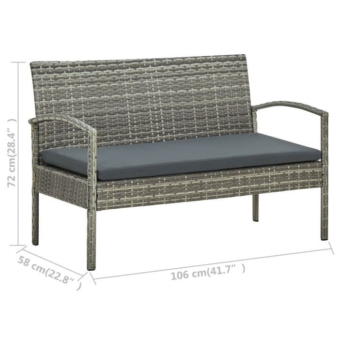 4 Piece Garden Lounge Set With Cushions Poly Rattan Grey