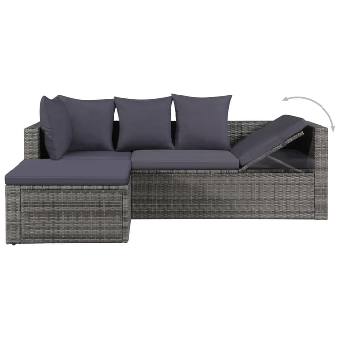 4 Piece Garden Lounge Set With Cushions Poly Rattan Grey