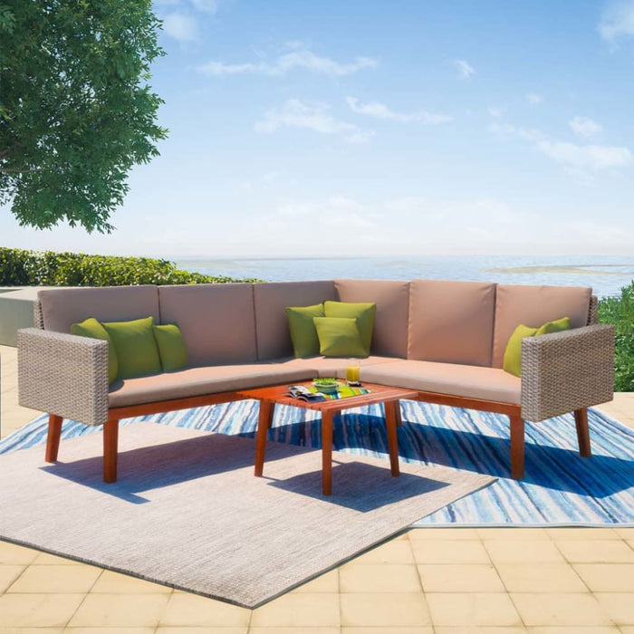 4 Piece Garden Lounge Set With Cushions Poly Rattan Grey