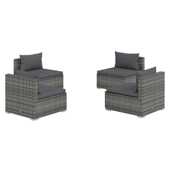 4 Piece Garden Lounge Set With Cushions Poly Rattan Grey