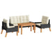 4 Piece Garden Lounge Set With Cushions Poly Rattan&solid