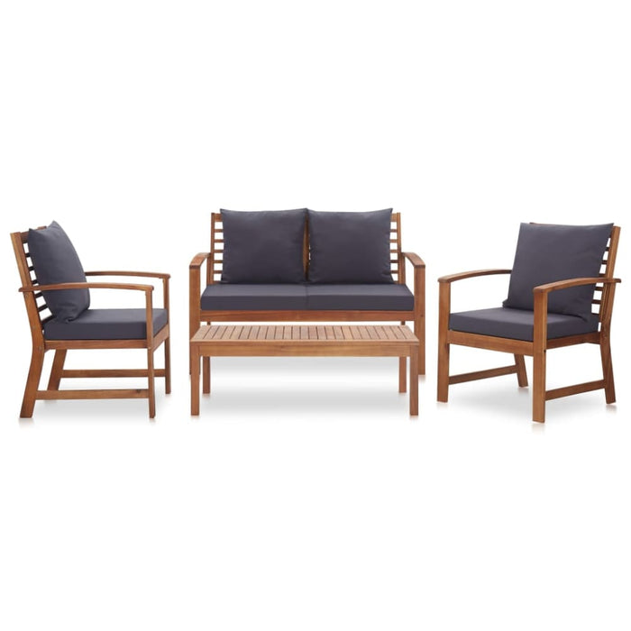 4 Piece Garden Lounge Set With Cushions Solid Acacia Wood