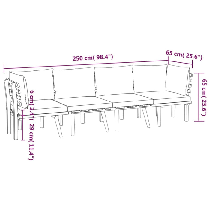 4 Piece Garden Lounge Set With Cushions Solid Acacia Wood