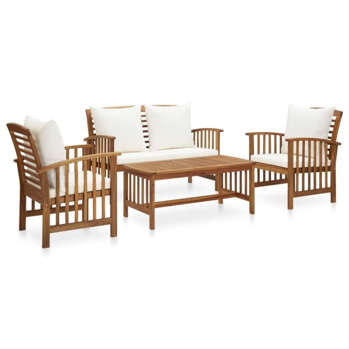 4 Piece Garden Lounge Set With Cushions Solid Acacia Wood