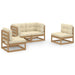 4 Piece Garden Lounge Set With Cushions Solid Pinewood