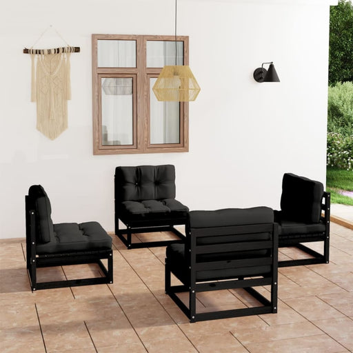 4 Piece Garden Lounge Set With Cushions Solid Pinewood