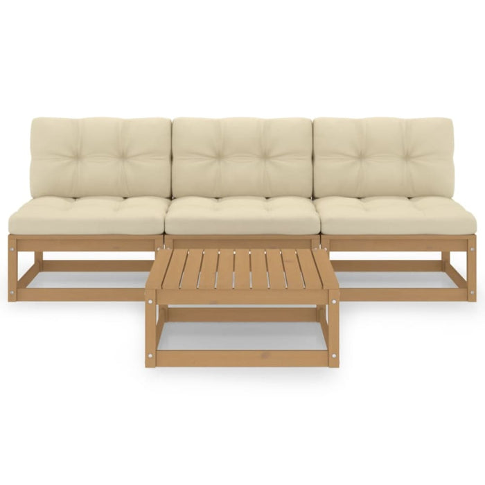 4 Piece Garden Lounge Set With Cushions Solid Pinewood