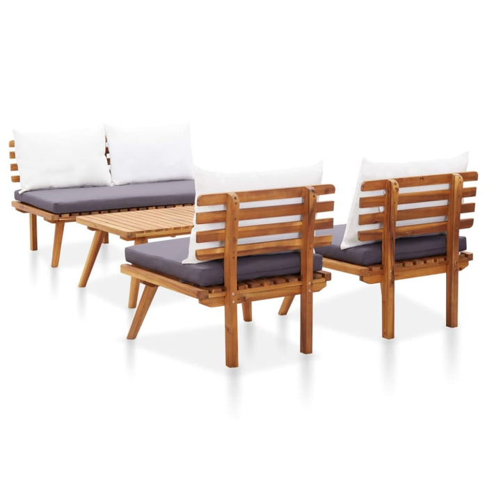 4 Piece Garden Lounge Set With Cushions Solid Wood Acacia