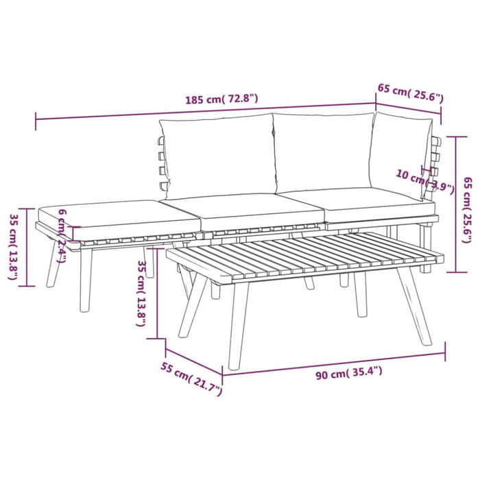 4 Piece Garden Lounge Set With Cushions Solid Wood Acacia