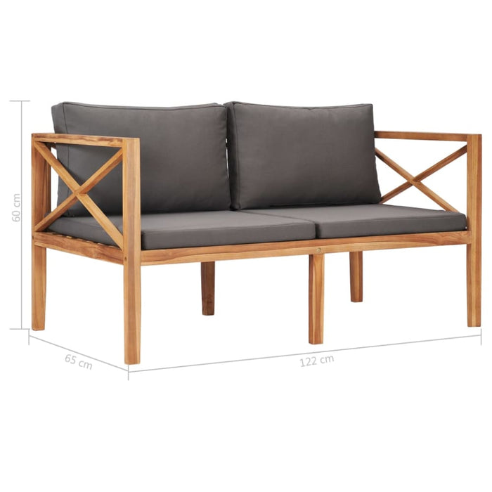 4 Piece Garden Lounge Set With Cushions Solid Wood Teak