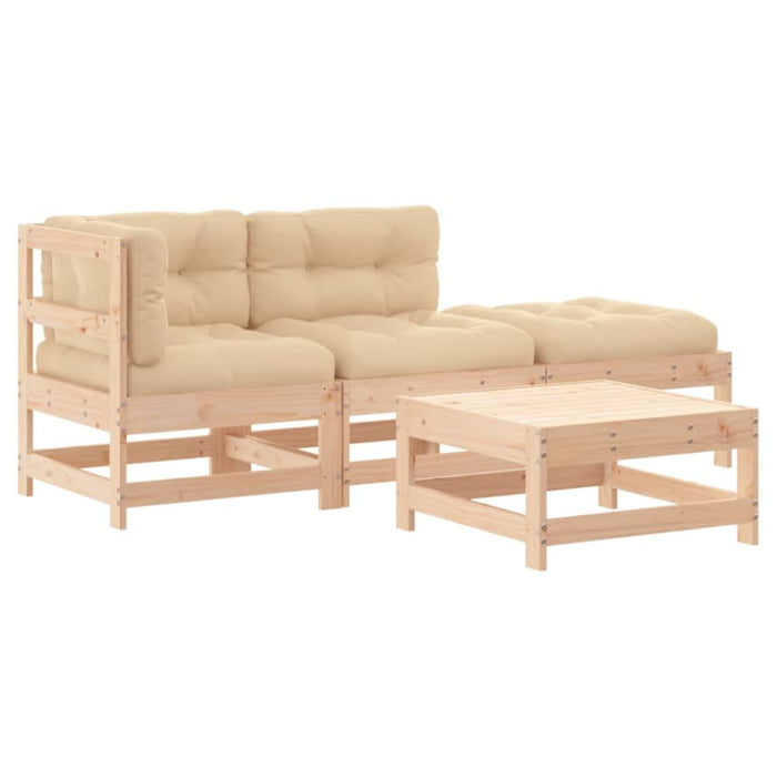 4 Piece Garden Lounge Set With Cushions Solid Wood Tonlbxp