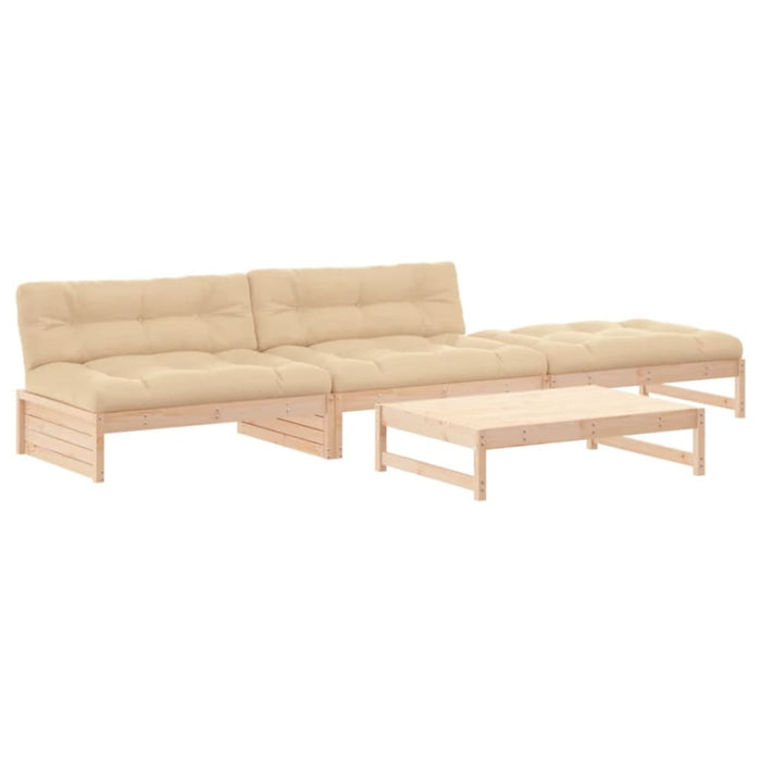 4 Piece Garden Lounge Set With Cushions Solid Wood Tonlobk