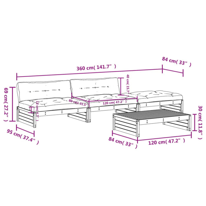 4 Piece Garden Lounge Set With Cushions Solid Wood Tonloti